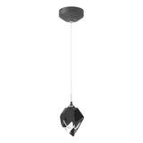 Hubbardton Forge 2023 Natural Iron Black Crystal (BP) Standard Chrysalis 1-Light Small Pendant