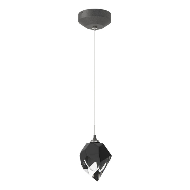 Hubbardton Forge 2023 Natural Iron Black Crystal (BP) Standard Chrysalis 1-Light Small Pendant