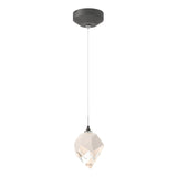 Hubbardton Forge 2023 Natural Iron White Crystal (WP) Standard Chrysalis 1-Light Small Pendant
