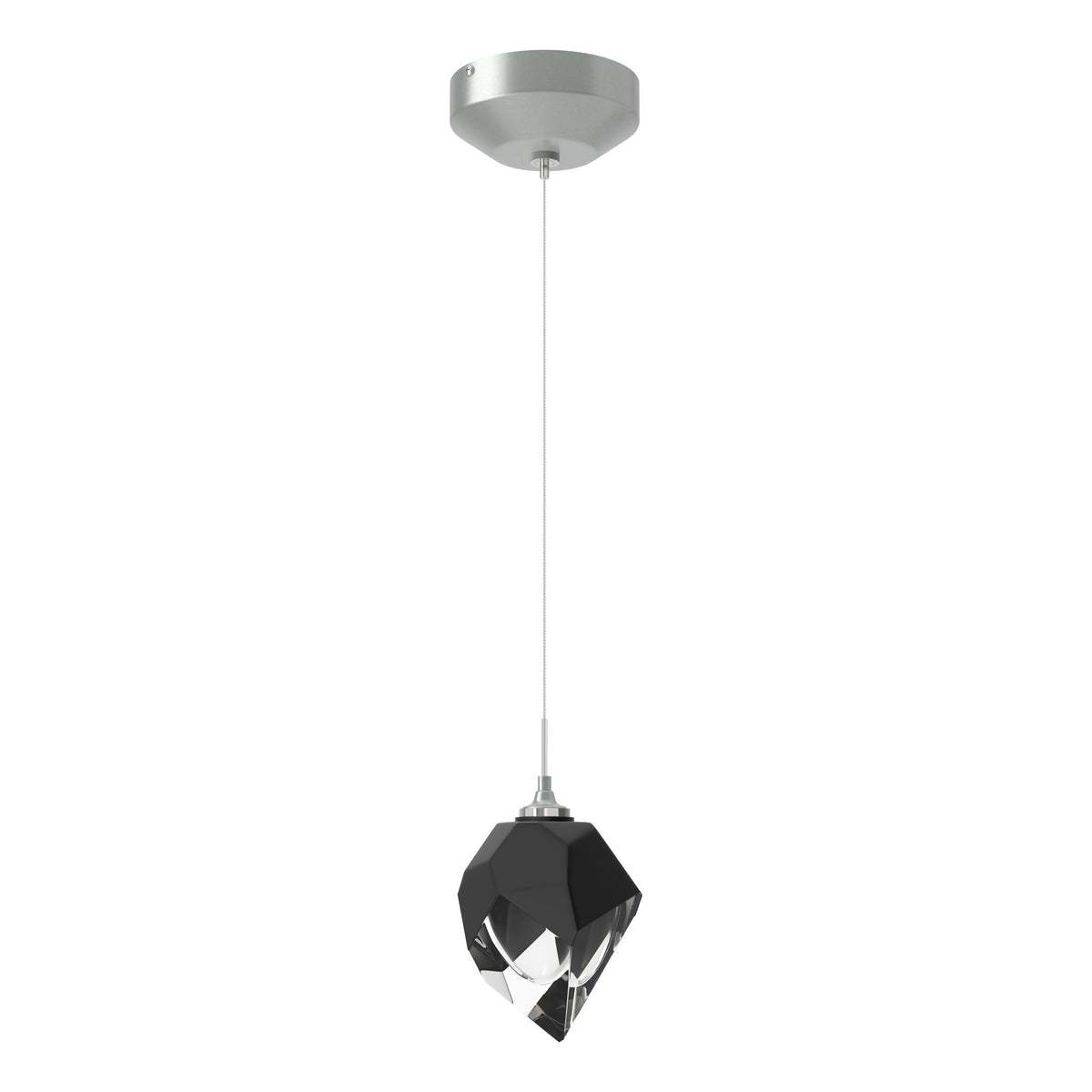 Hubbardton Forge 2023 Vintage Platinum Black Crystal (BP) Standard Chrysalis 1-Light Small Pendant