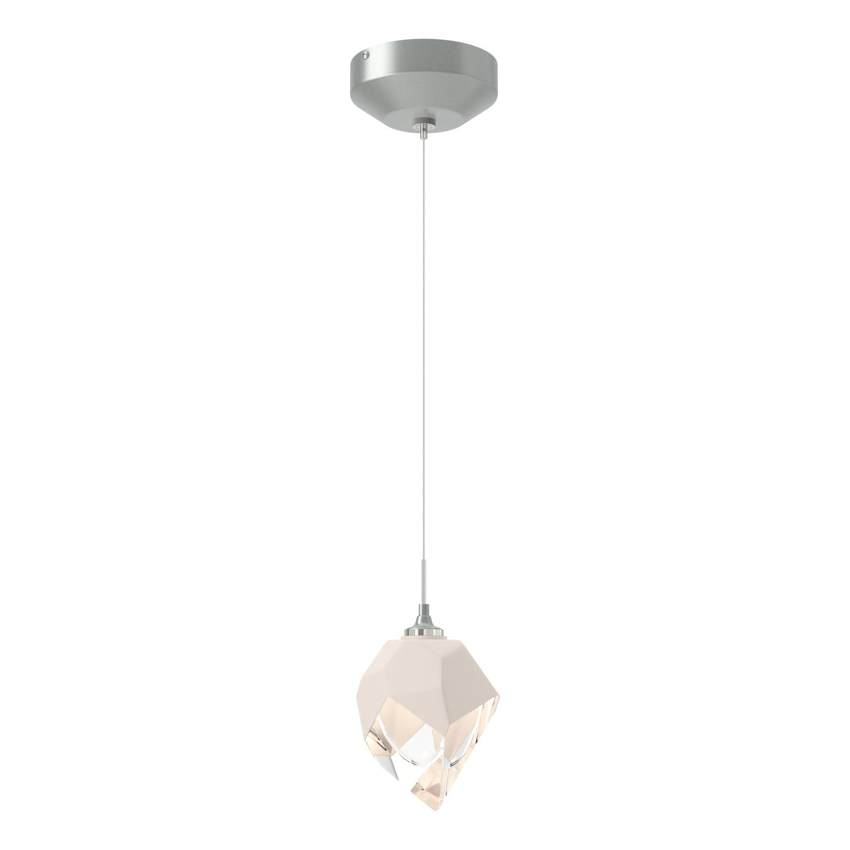 Hubbardton Forge 2023 Vintage Platinum White Crystal (WP) Standard Chrysalis 1-Light Small Pendant
