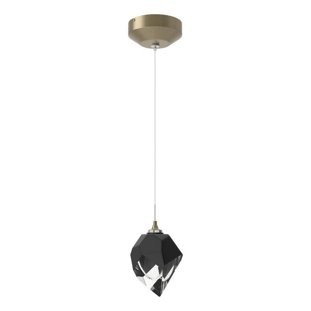 Hubbardton Forge 2023 Soft Gold Black Crystal (BP) Standard Chrysalis 1-Light Small Pendant