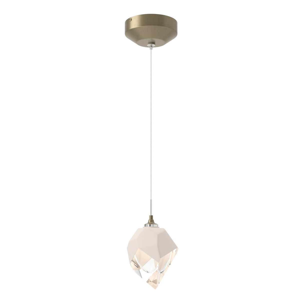 Hubbardton Forge 2023 Soft Gold White Crystal (WP) Standard Chrysalis 1-Light Small Pendant