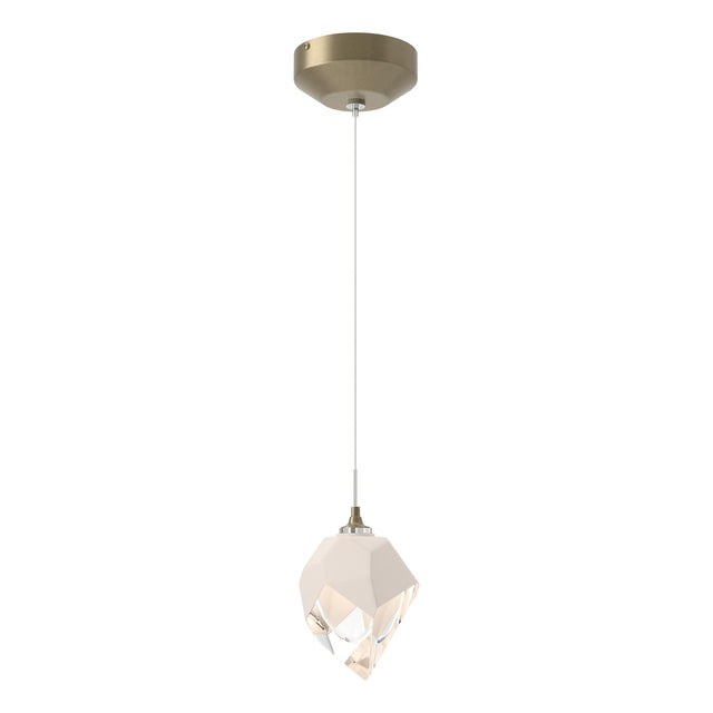 Hubbardton Forge 2023 Soft Gold White Crystal (WP) Standard Chrysalis 1-Light Small Pendant