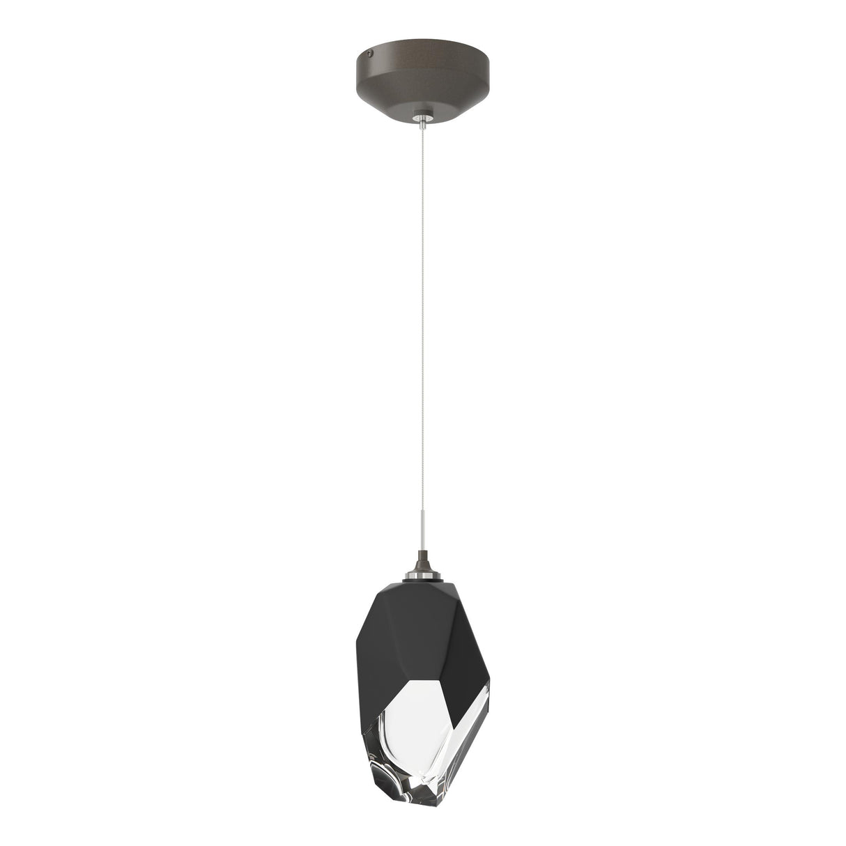 Hubbardton Forge 2023 Dark Smoke Black Crystal (BP) Standard Chrysalis 1-Light Large Pendant