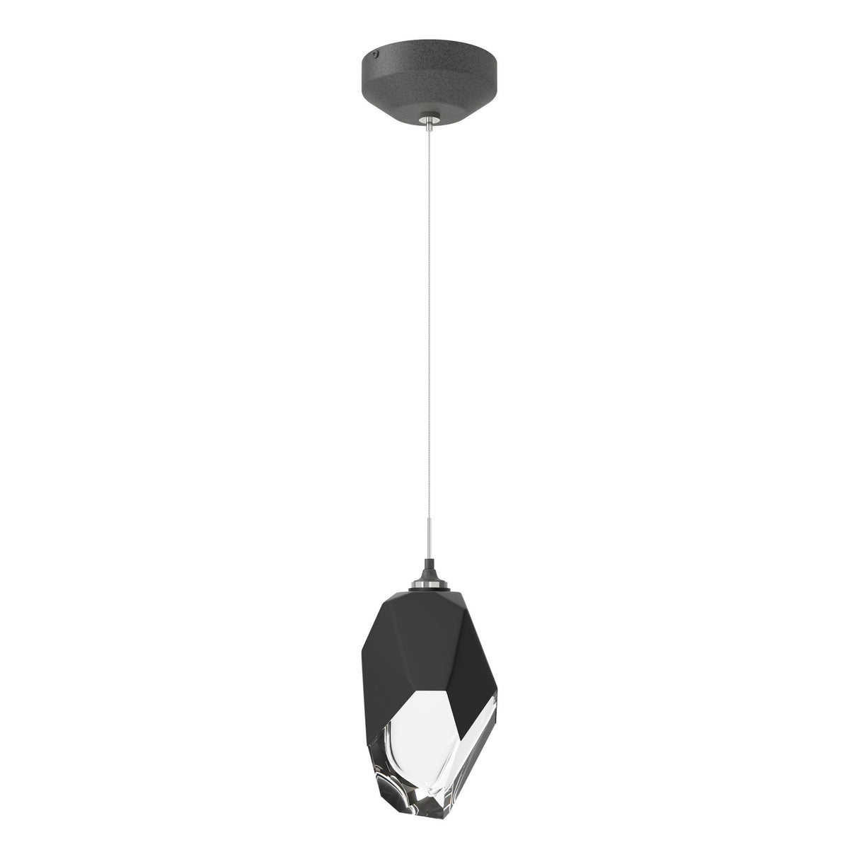 Hubbardton Forge 2023 Natural Iron Black Crystal (BP) Standard Chrysalis 1-Light Large Pendant