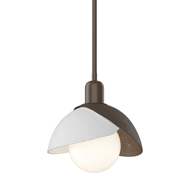 Hubbardton Forge 2023 Bronze White Multi Brooklyn Double Shade Mini Pendant