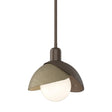 Hubbardton Forge 2023 Bronze Soft Gold Multi Brooklyn Double Shade Mini Pendant