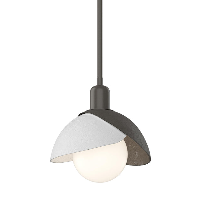 Hubbardton Forge 2023 Dark Smoke White Multi Brooklyn Double Shade Mini Pendant