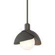 Hubbardton Forge 2023 Dark Smoke Natural Iron Multi Brooklyn Double Shade Mini Pendant