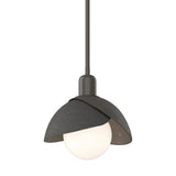 Hubbardton Forge 2023 Dark Smoke Natural Iron Multi Brooklyn Double Shade Mini Pendant