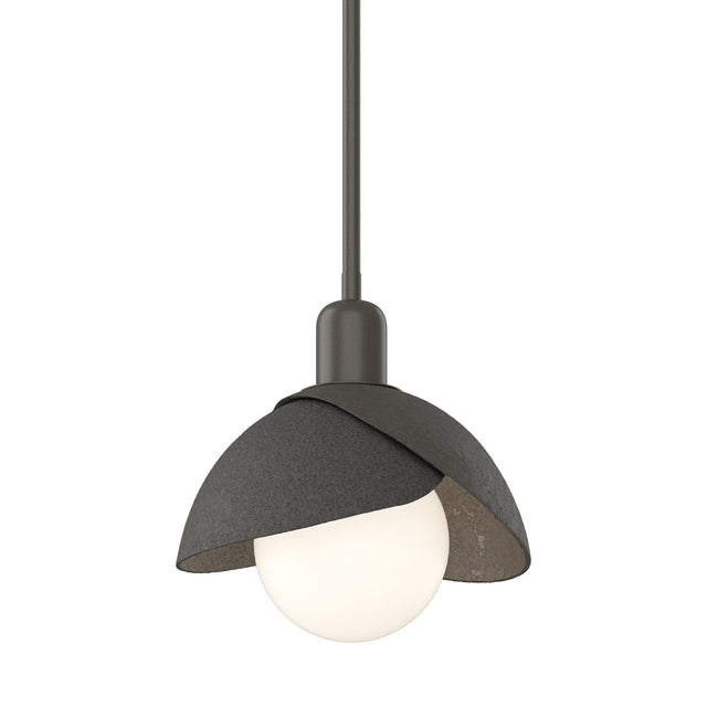 Hubbardton Forge 2023 Dark Smoke Natural Iron Multi Brooklyn Double Shade Mini Pendant