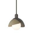Hubbardton Forge 2023 Dark Smoke Soft Gold Multi Brooklyn Double Shade Mini Pendant