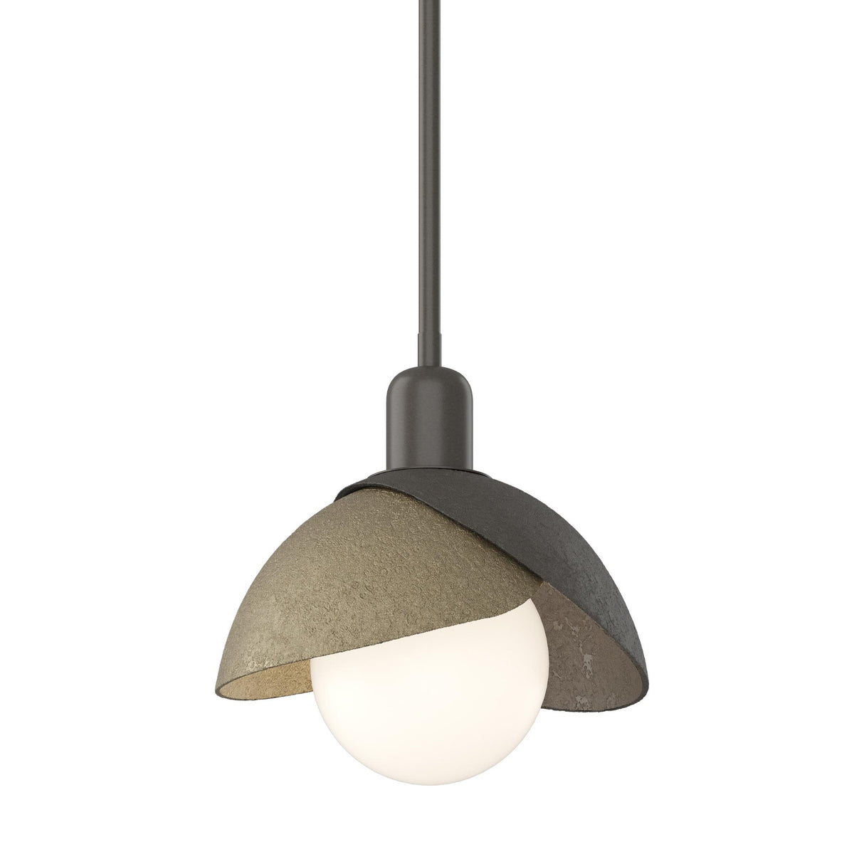 Hubbardton Forge 2023 Dark Smoke Soft Gold Multi Brooklyn Double Shade Mini Pendant