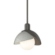 Hubbardton Forge 2023 Dark Smoke Sterling Multi Brooklyn Double Shade Mini Pendant