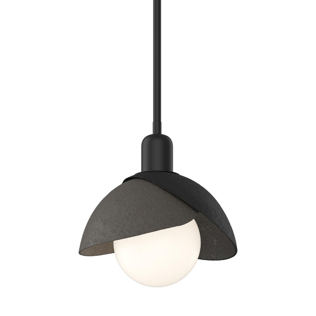 Hubbardton Forge 2023 Black Dark Smoke Multi Brooklyn Double Shade Mini Pendant