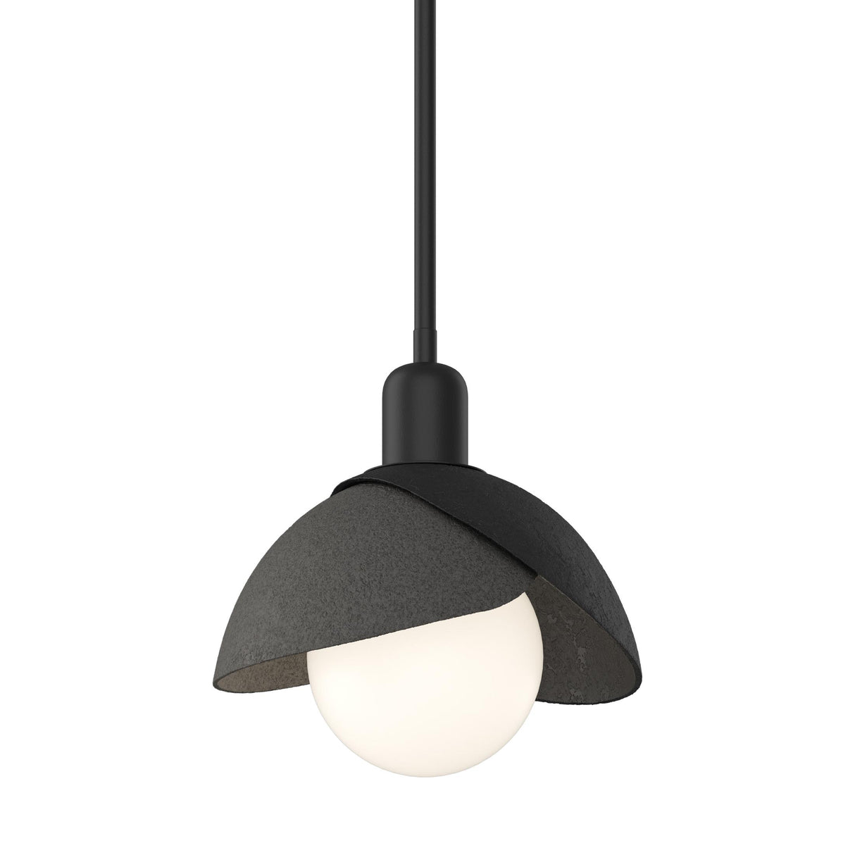 Hubbardton Forge 2023 Black Natural Iron Multi Brooklyn Double Shade Mini Pendant