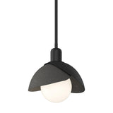 Hubbardton Forge 2023 Black Natural Iron Multi Brooklyn Double Shade Mini Pendant