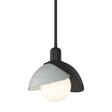 Hubbardton Forge 2023 Black Vintage Platinum Multi Brooklyn Double Shade Mini Pendant