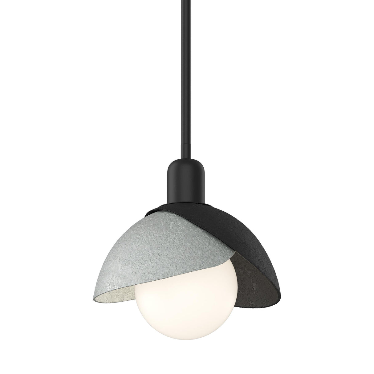Hubbardton Forge 2023 Black Vintage Platinum Multi Brooklyn Double Shade Mini Pendant