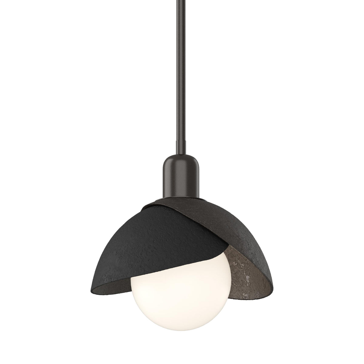 Hubbardton Forge 2023 Oil Rubbed Bronze Black Multi Brooklyn Double Shade Mini Pendant