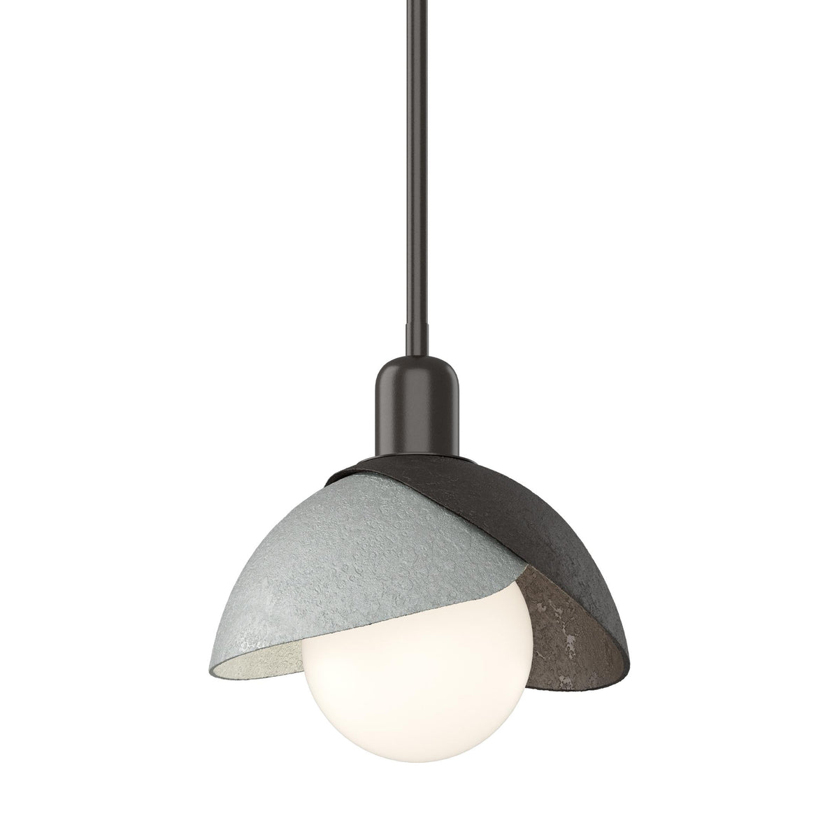 Hubbardton Forge 2023 Oil Rubbed Bronze Vintage Platinum Multi Brooklyn Double Shade Mini Pendant
