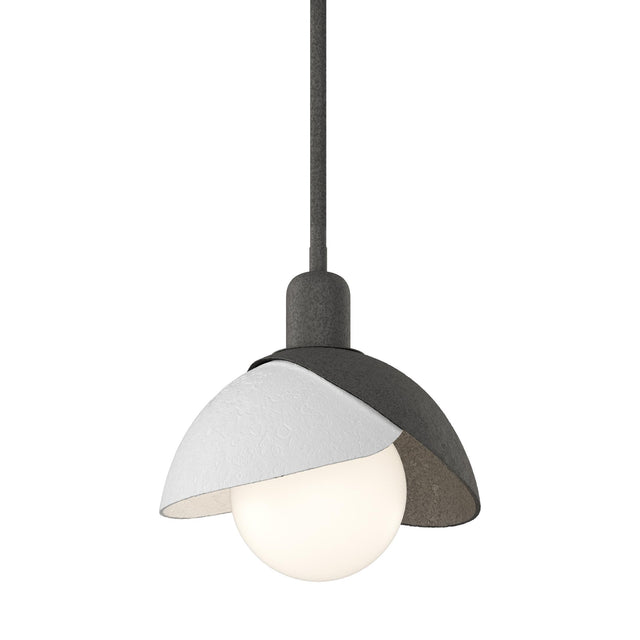 Hubbardton Forge 2023 Natural Iron White Multi Brooklyn Double Shade Mini Pendant