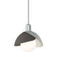Hubbardton Forge 2023 Vintage Platinum Dark Smoke Multi Brooklyn Double Shade Mini Pendant