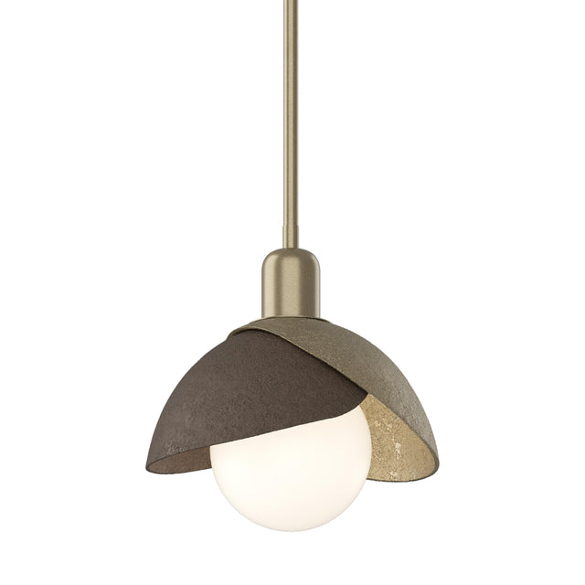 Hubbardton Forge 2023 Soft Gold Bronze Multi Brooklyn Double Shade Mini Pendant