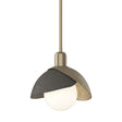 Hubbardton Forge 2023 Soft Gold Dark Smoke Multi Brooklyn Double Shade Mini Pendant