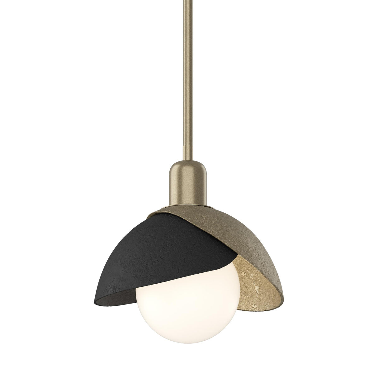 Hubbardton Forge 2023 Soft Gold Black Multi Brooklyn Double Shade Mini Pendant