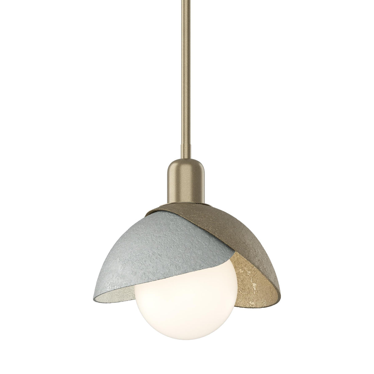 Hubbardton Forge 2023 Soft Gold Vintage Platinum Multi Brooklyn Double Shade Mini Pendant