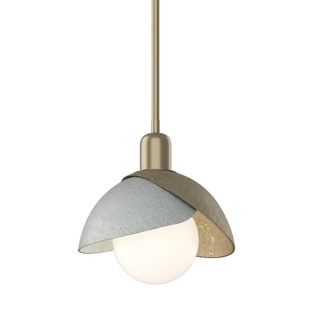 Hubbardton Forge 2023 Soft Gold Vintage Platinum Multi Brooklyn Double Shade Mini Pendant