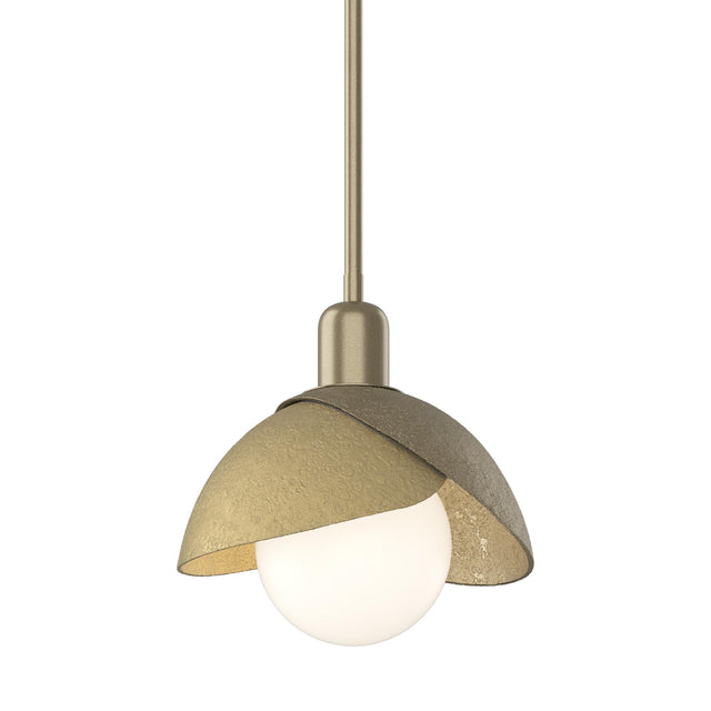 Hubbardton Forge 2023 Soft Gold Modern Brass Multi Brooklyn Double Shade Mini Pendant
