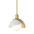 Hubbardton Forge 2023 Modern Brass White Multi Brooklyn Double Shade Mini Pendant