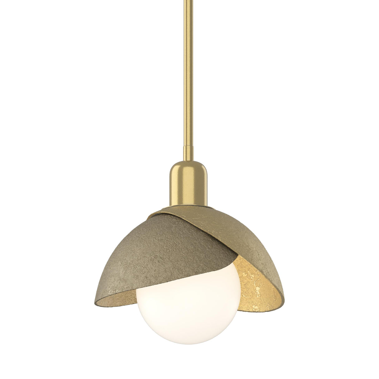 Hubbardton Forge 2023 Modern Brass Soft Gold Multi Brooklyn Double Shade Mini Pendant