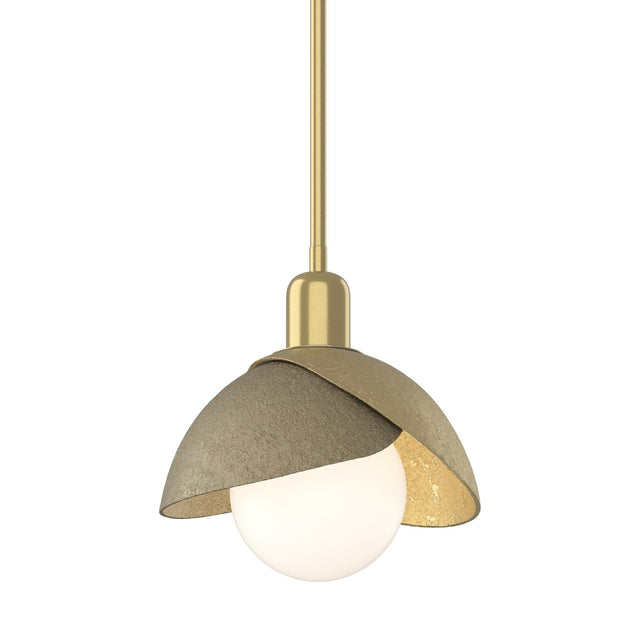 Hubbardton Forge 2023 Modern Brass Soft Gold Multi Brooklyn Double Shade Mini Pendant