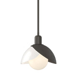 Hubbardton Forge 2023 Dark Smoke White Art Glass (BB) Multi Brooklyn Double Shade Art Glass Mini Pendant