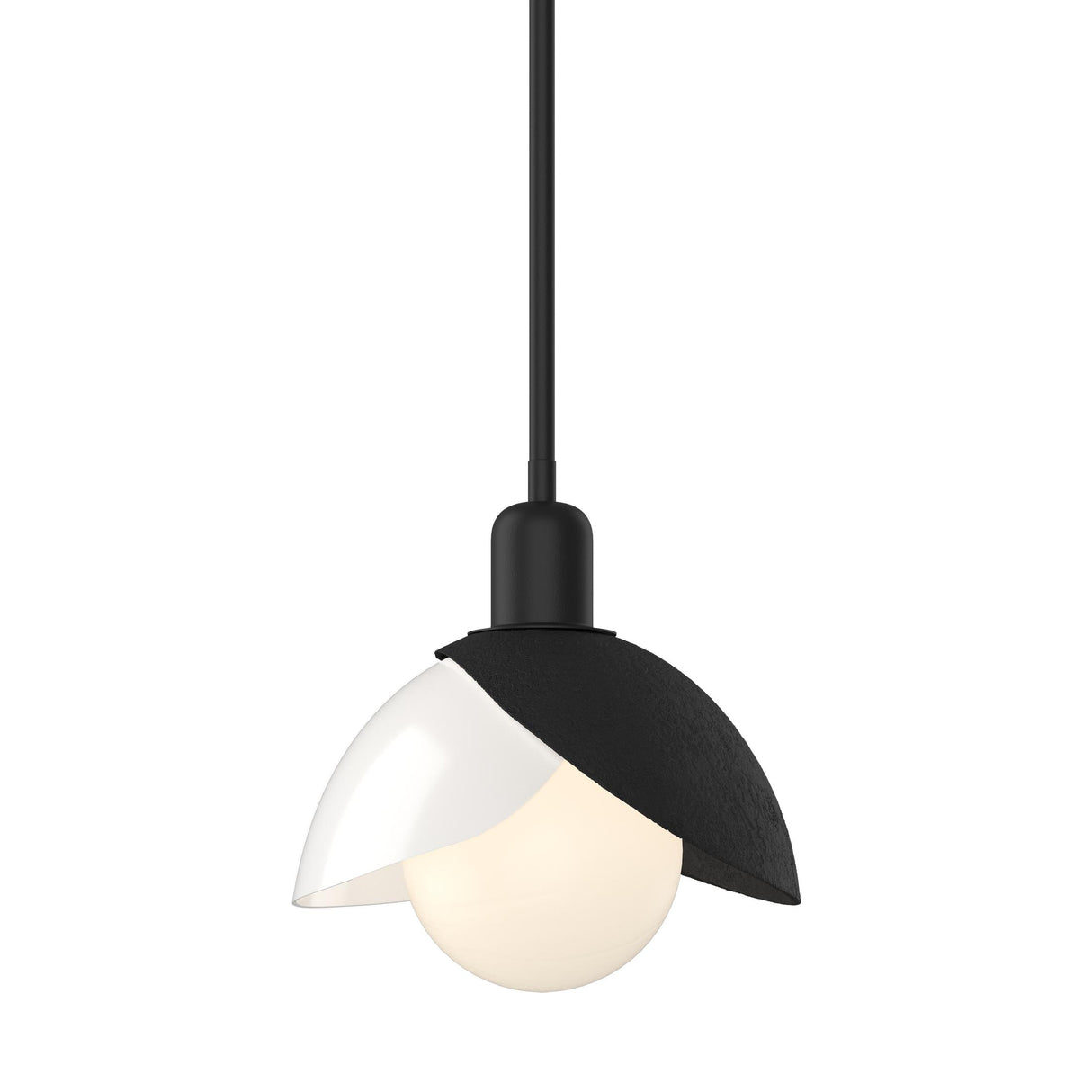 Hubbardton Forge 2023 Black White Art Glass (BB) Multi Brooklyn Double Shade Art Glass Mini Pendant