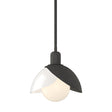 Hubbardton Forge 2023 Natural Iron White Art Glass (BB) Multi Brooklyn Double Shade Art Glass Mini Pendant
