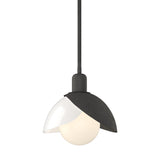 Hubbardton Forge 2023 Natural Iron White Art Glass (BB) Multi Brooklyn Double Shade Art Glass Mini Pendant
