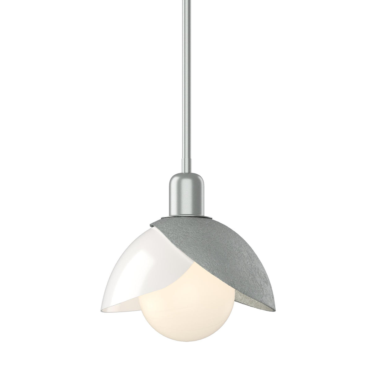 Hubbardton Forge 2023 Vintage Platinum White Art Glass (BB) Multi Brooklyn Double Shade Art Glass Mini Pendant