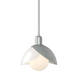Hubbardton Forge 2023 Vintage Platinum White Art Glass (BB) Multi Brooklyn Double Shade Art Glass Mini Pendant