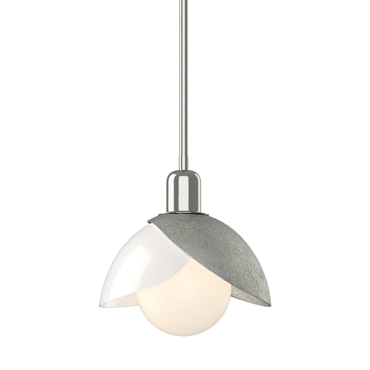 Hubbardton Forge 2023 Sterling White Art Glass (BB) Multi Brooklyn Double Shade Art Glass Mini Pendant