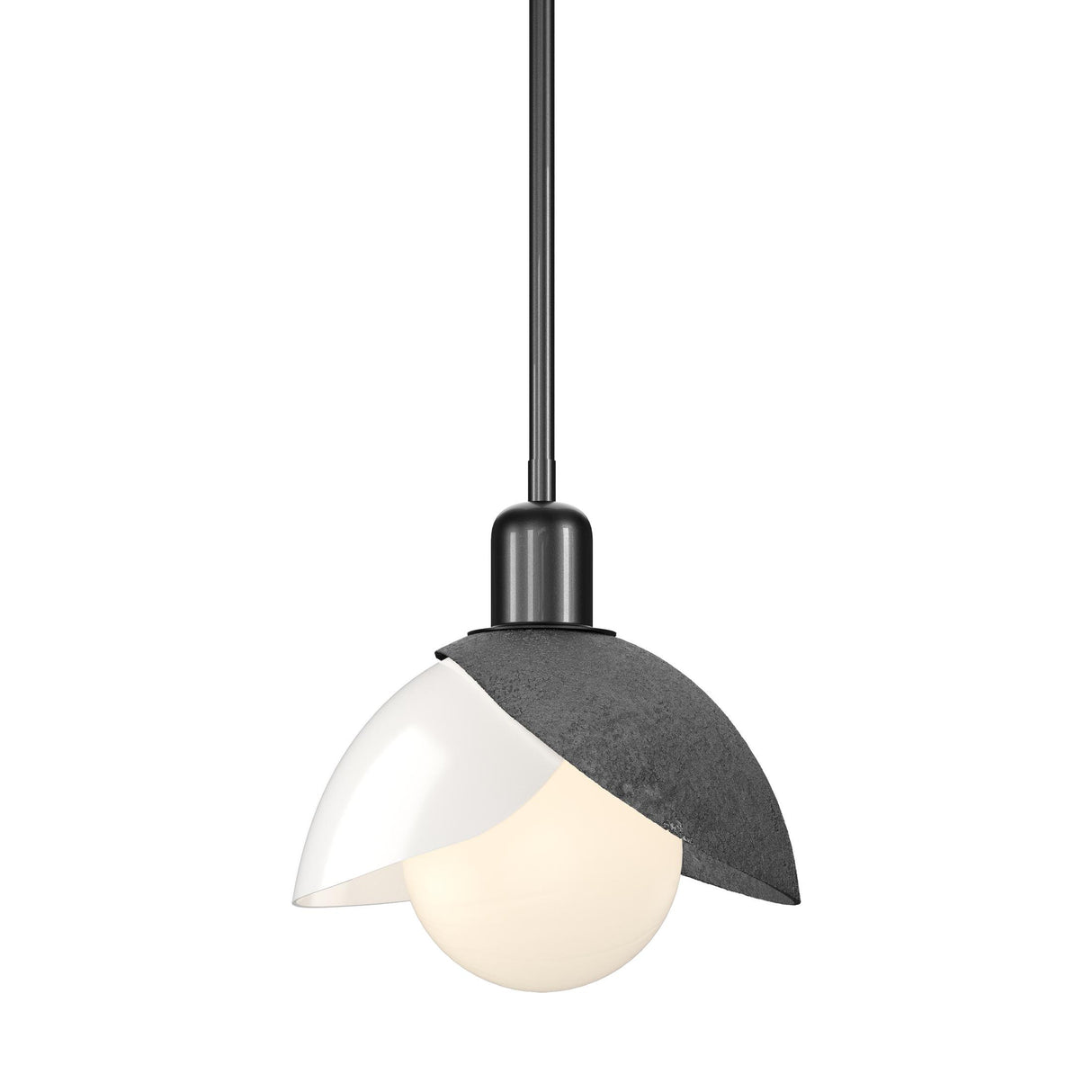 Hubbardton Forge 2023 Ink White Art Glass (BB) Multi Brooklyn Double Shade Art Glass Mini Pendant