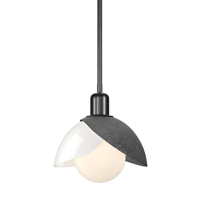Hubbardton Forge 2023 Ink White Art Glass (BB) Multi Brooklyn Double Shade Art Glass Mini Pendant