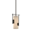 Hubbardton Forge 2004 Oil Rubbed Bronze Opal Glass (GG) Multi Fullered Impressions Mini Pendant
