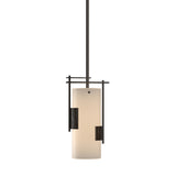 Hubbardton Forge 2004 Oil Rubbed Bronze Opal Glass (GG) Multi Fullered Impressions Mini Pendant