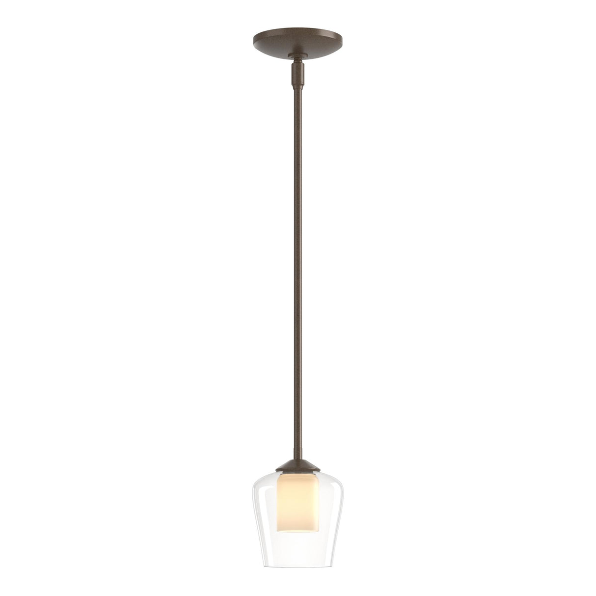 Hubbardton Forge 2010 Bronze Clear Glass with Opal Diffuser (ZU) Multi Simple Mini Pendant