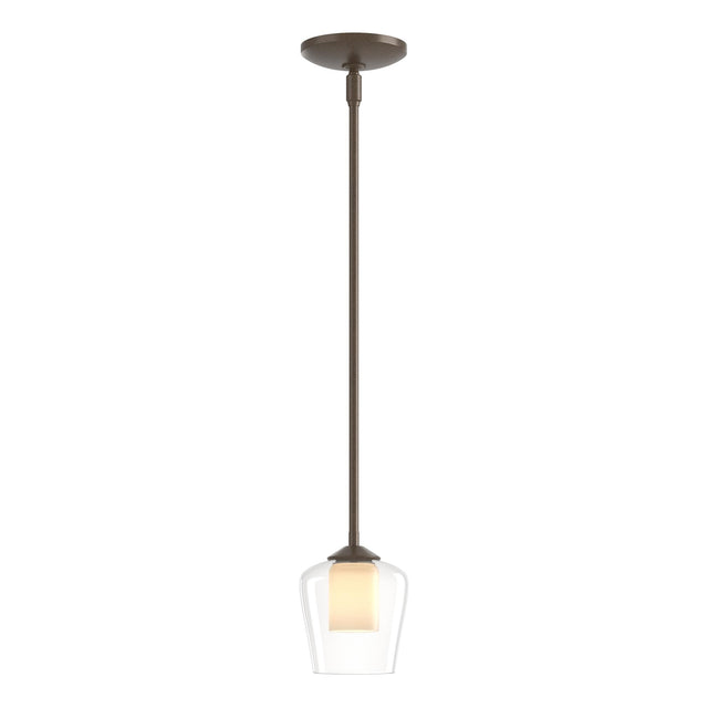 Hubbardton Forge 2010 Bronze Clear Glass with Opal Diffuser (ZU) Multi Simple Mini Pendant